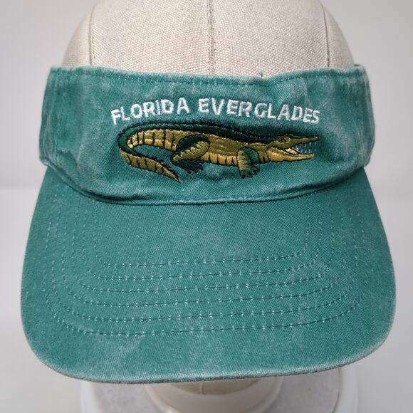 Florida Everglades Strapback Sun Visor Cap Green OS Adjustable O'Keefe's Reef - Picture 2 of 10